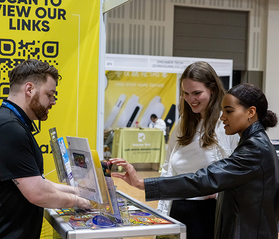 Exhibitor with customers