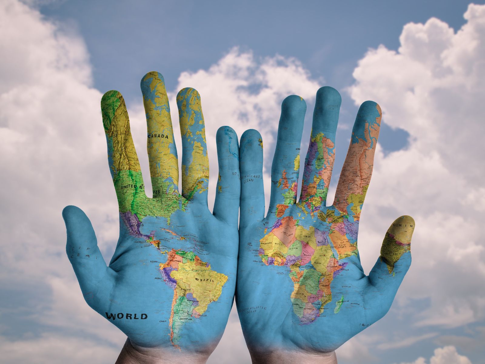 earth planet map globe hands