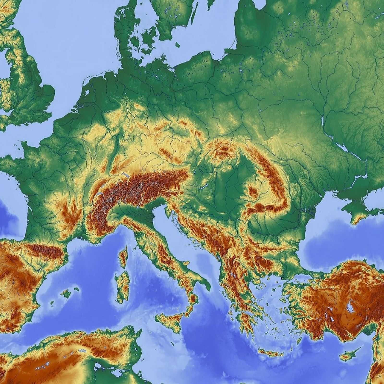 europe topography map